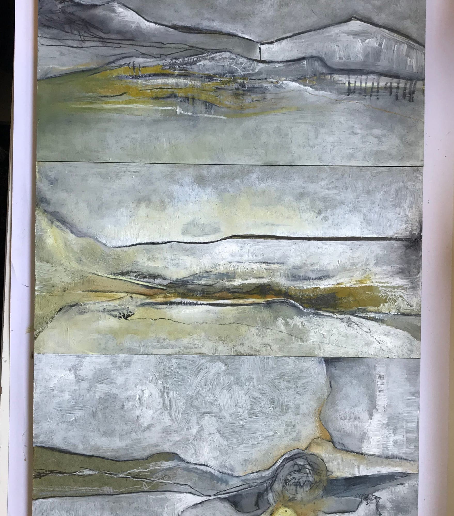 Fault Lines — Mixed media on board by Maya Kimche Simon