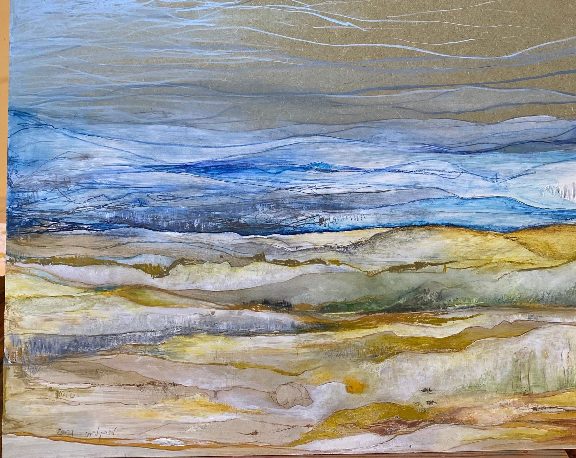 Estuary, Morning — Mixed media on canvas by Maya Kimche Simon