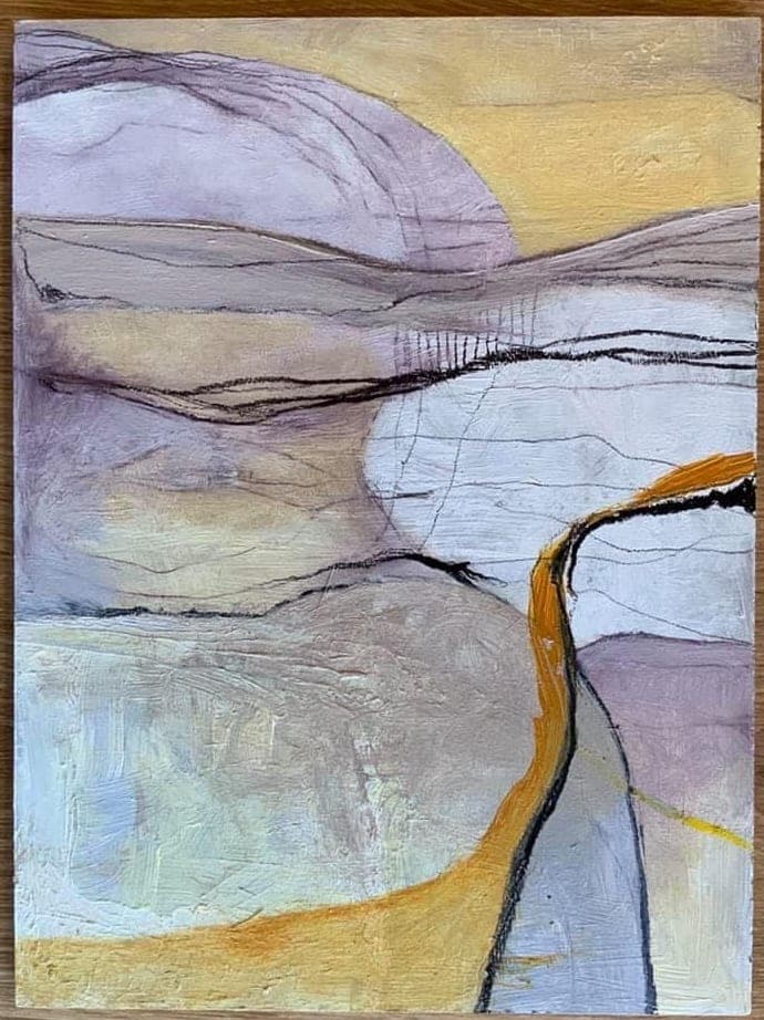 The Track — Mixed media on board by Maya Kimche Simon